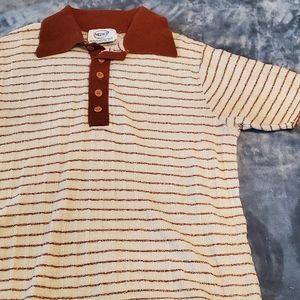 Vintage 1970s Men's Terry Cloth Like Polo Shirt XL